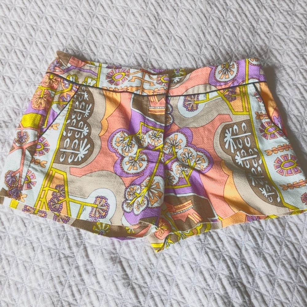 Trina Turk Banded Waist Pastel Lilac Coral Dressy Shorts Size 4